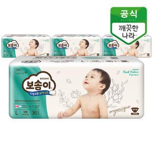 보솜이 리얼코튼 오가니크 대형 공용 36개입x4팩