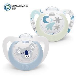 [누크][대한소아치과학회 인증] 누크 스타 야광 노리개젖꼭지 쪽쪽이 S1 (0~6개월) 블루