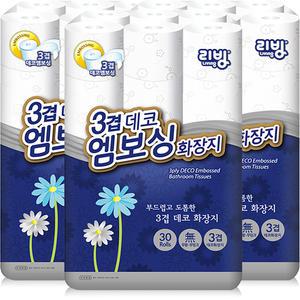 리빙 데코 엠보싱 3겹 화장지 30m 30롤 3팩 (90롤)