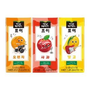 미닛메이드 조이 195ml 3종 오렌지/ 8팩+사과/ 8팩+망고/ 8팩=총24팩