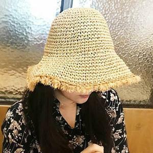 [라일리] Rly 여성용 밀짚 벙거지 사파리 나들이 패션 모자
