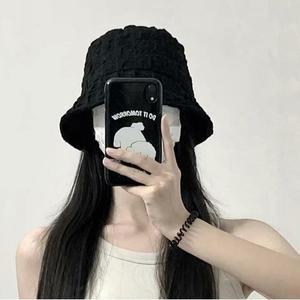 [라일리] Rly 여성 블럭 패턴 버킷햇 벙거지 바캉스 룩 (블랙)