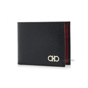 [라벨루쏘] [페라가모] FW24 남성 더블 간치니 지갑 66 A064 NERO RED 0685978