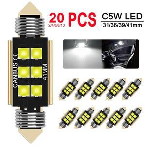 2/4/8/10/20 PCS CANBUS C5W LED 전구 꽃줄 31mm 12V 3030-6SMD 흰색 자동차 인테리어 돔 트렁크 번호판 조