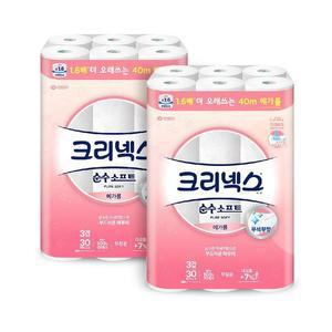 크리넥스 순수소프트 메가롤 40m x 30롤 x 2 크리넥스순수소프트메가롤40mx30롤x2팩