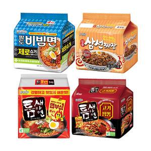 팔도 비빔면 제로슈거, 120g, 4입, 1개 + 틈새고기짬뽕, 120g, 4입, 1개 + 틈새라면, 120g, 5입, 1개 + 일품삼선짜장, 120g, 4입, 1개