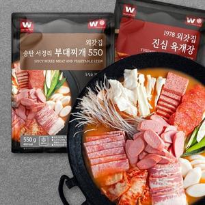 [외갓집] 서정리 부대찌개 550g X 2팩+진심 육개장 600g X 2팩