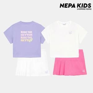 [네파키즈](의정부점)24SS 반소매 티셔츠와 우븐 스커트 오로라 에어닷 상하세트  KK45908