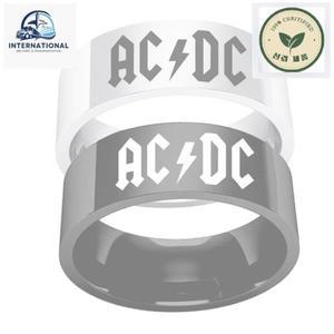 패션 트렌디 레트로 락 밴드 AC/DC 반지, 스테인레스 스틸 스트리트 파티 할로윈 남녀 펑크 쥬얼리 선물
