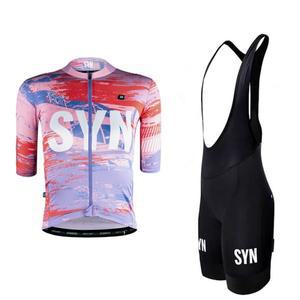 SYN Jersey 남성용 턱받이 스폰지 쿠션 사이클링 슈트 도로 자전거 라이딩 짧은 볼 재킷 빠른 건조 의류 셔
