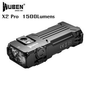 WUBEN X2Pro EDC 손전등, 1500 루멘 휴대용 충전식 토치, 마그네틱 테일 방수, 캠핑 하이킹 사이클링 라이