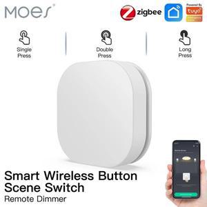 Moes Tuya ZigBee 스마트 단추 스위치, 무선 리모컨 다중 장면 연결 배터리 전원 자동화 시나리오