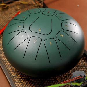 Hluru 8 인치 스틸 텅 드럼 11 노트 탱크 드럼 키 F 명상 용 캐리 백이있는 Glucophone Handpan