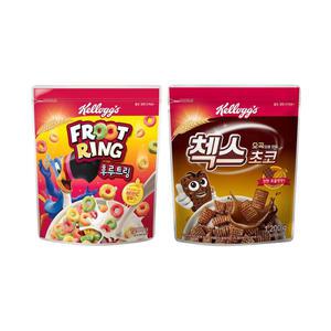 [골라담기] 켈로그 대용랑 아이간식 시리얼(후루트링 1200g, 1개 + 오곡 첵스초코 1200g, 1개)