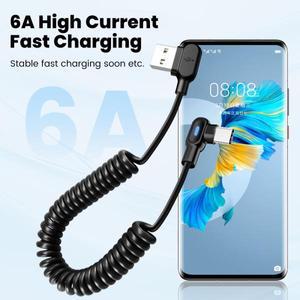 6A 숏 스프링 데이터 케이블 듀얼 엘보 USB C-타입 C iphone 호환 15 16 Pro 용 고속 충전 samsung 호환 Xi
