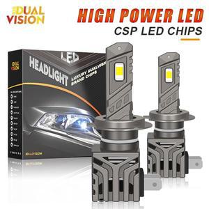 Dualvision H7 Led 헤드 라이트 Canbus H8 H9 H11 9005 HB3 HB4 슈퍼 밝은 CSP 칩 LED 6000K 무선 미니 자