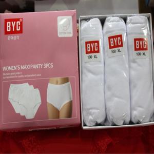 [비와이씨] 2018 여심 3매 순면 삼각 팬티  BYC  백색 85 -110 호 아줌마 할매 갱수네 화이트 면 선물 효도 심부름 효녀만족