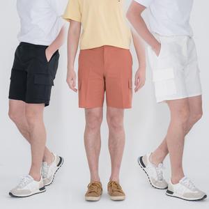 린넨 카고 반바지 남자 여름 아이스 시원한 밴딩 스판 마 우븐