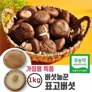 무농약 장흥 생 표고버섯 (가정용 특품) 1kg/국산 참나무 배지 재배/당일 수확 발송