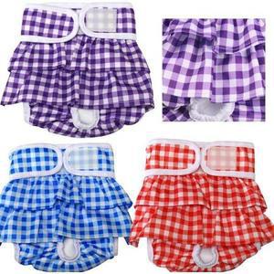 JoyDaog 3팩 여성용 재사용 가능한 프리미엄 그리드 강아지 기저귀 드레스 기간열실금용 Nappies 스커트 L