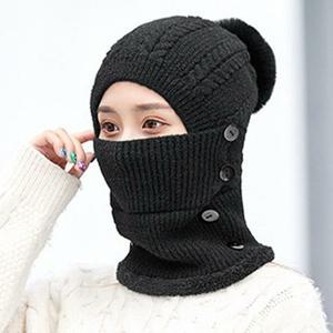 [라일리] Rly 니트 넥워머 방울 털모자 일체형 겨울 바라클라바