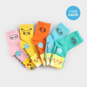 [삭스랩]아동중목 캐릭터 3세~12세 (ONE SIZE) 포켓몬스터 요술양말 5종 5켤레세트