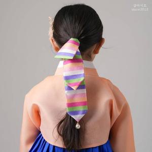 [샵마시모]진주 달린 연색동댕기 한복소품 머리장식 유아동 어린이 여아 여성