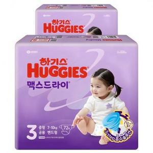 하기스 2024 맥스드라이 밴드형 기저귀 남여공용 중형 7~10kg, 3단계, 144매 one o