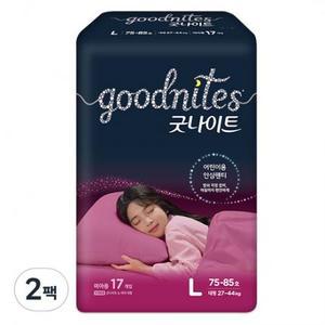 굿나이트 팬티형 키즈 기저귀 여아용, 대형(L), 34매 one option