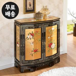 샤를 엔틱 금박 양문 수납장 인테리어 거실 안방 골드