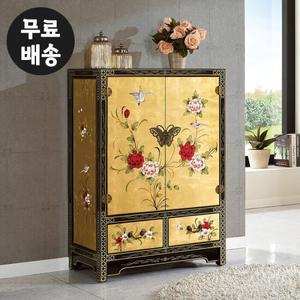 샤를 엔틱 금박 나비 수납장 안방 골드 인테리어(대)