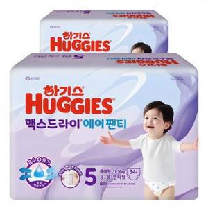 하기스 2024년 맥스드라이에어 팬티형 기저귀 남여공용, 5단계, 68매 one option