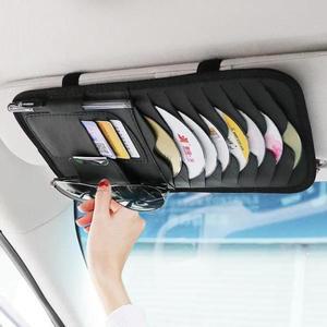 100%호환용 자동차 DVD Cd 보관 홀더 케이스 가방 디스크 PU 선글라스 주최자 Sun Visor 슬리브 지갑 클립