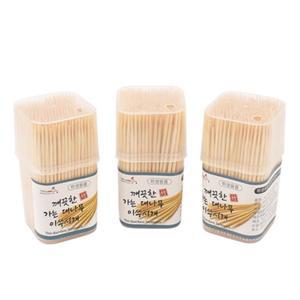 3통 사각 케이스 고깃집 깨끗한 대나무 요지 휴대용 치간 이요지 양면 이쑤시개 업소용 이쑤시게 통