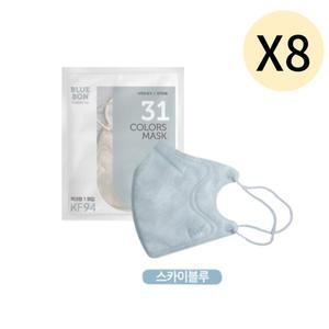 블루본 클래식 KF94 마스크 특대형 스카이블루 30매X8