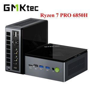 GMKtec 데스크톱 게임 컴퓨터, M7 Ryzen 7 Pro 6850H 미니 PC, 윈도우 11, DDR5 16GB, 500GB, Nvme SSD, WI
