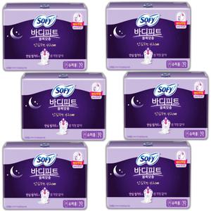 소피 쏘피 바디피트 생리대 10개입 x 6 안심숙면 슈퍼롱 오버나이트 420 볼록맞춤 생리대