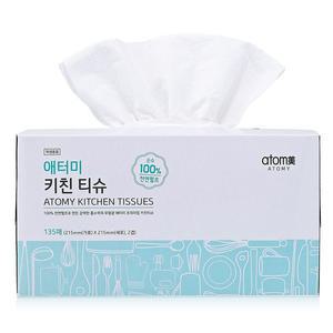 애터미 키친티슈 135매 4개 2겹 천연펄프 강력한 흡수력 식기도구 청소