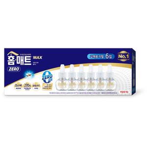 홈매트 맥스 제로 리퀴드 알파 플러스 리필 45일 6개입 무향 교체용 모기약 전자 모기향