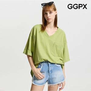 [GGPX] V넥 더블 포켓 루즈핏 티셔츠 (GP5TS051F)