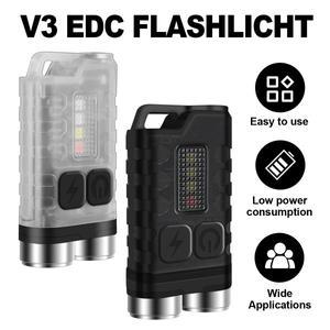 V3 Led 키 체인 휴대용 손전등 Usb 충전 방수 Uv 강력한 미니 유형 C 고전력 포켓
