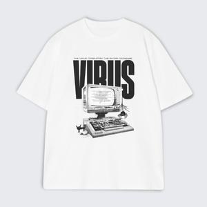 VIRUS 오버핏 유니크 반팔 티셔츠