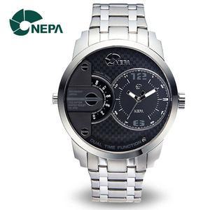 [네파] NEPA 듀얼타임 남성 야광 메탈 손목시계 N5027-BLACK