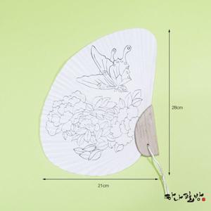 나비부채 大|민화도안부채|호접모란도|고급한지부채