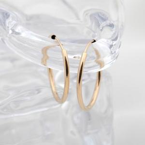 14K 골드필드 이어링 20mm 파이프 후프 링 귀걸이