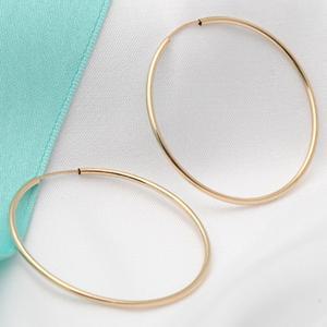 14K 골드필드 이어링 40mm 파이프 후프 링 귀걸이