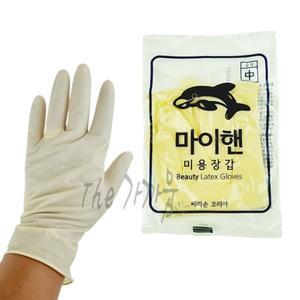 천연 라텍스 미용 장갑 (중) 위생 고무 미용실 염색 청소 장갑 쎄라손