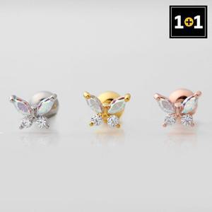 [메리그린][1+1] 써지컬 핀 큐빅 피어싱 나비의 꿈 3종 택1 한쪽판매