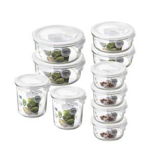 [세트]글라스락 화이트에디션 원형 베스트 10조 세트 (950ml 2개+720ml 2개+도어720ml 2개+400ml 4개)