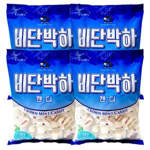 크라운 비단 박하캔디 140g X 4봉 후식사탕 대용량
